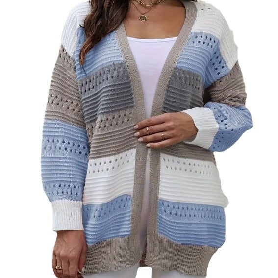 Damen modische Strickjacke mit einzigartigem Muster und lässigem Schnitt R&B