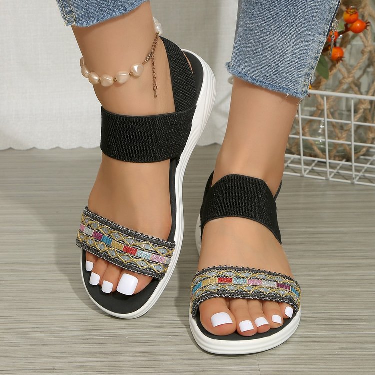 Damen Komfortable und modische Sandalen mit dekorativem Riemen R&B