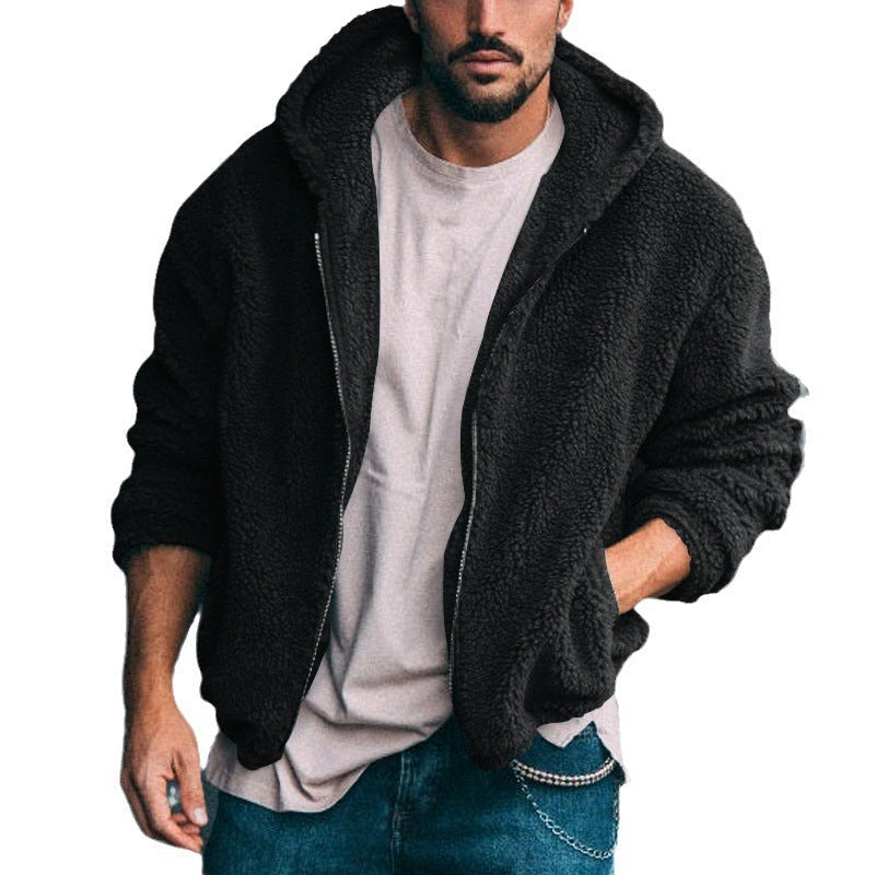Herren Fleecejacke mit Kapuze und weich strukturiertem Innenfutter R&B