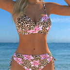 Damen Bikini-Set mit raffiniertem Wickeldesign und kontrastierenden Farben