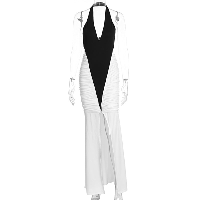 Damen Elegantes und figurbetontes Maxikleid mit Schlitz und Raffungen R&B