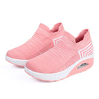 Damen nan gestrickter Schlupf-Walking-Sneaker mit anatomischer Pronationsstütze, Luftpolster-Zwischensohle und sockenähnlichem Schaft R&B