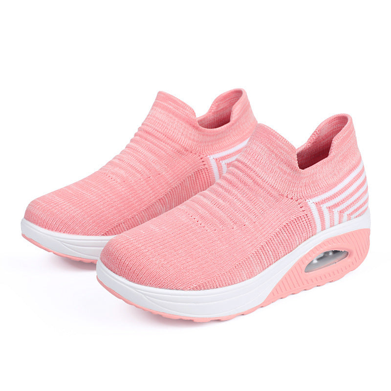 Damen nan gestrickter Schlupf-Walking-Sneaker mit anatomischer Pronationsstütze, Luftpolster-Zwischensohle und sockenähnlichem Schaft R&B