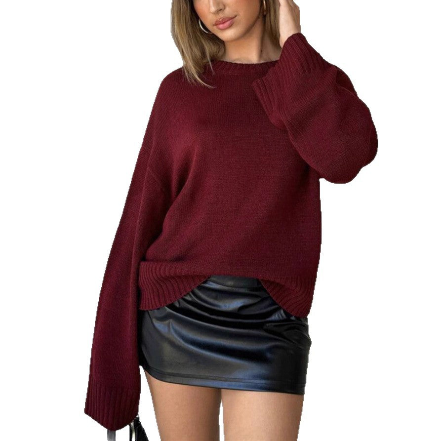 Damen modischer Oversized Pullover mit hochgeschlossenem Kragen R&B