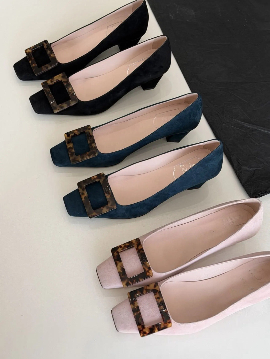 Damen Ballerinas mit quadratischem Zehenbereich und modischem Kastenschließe R&B