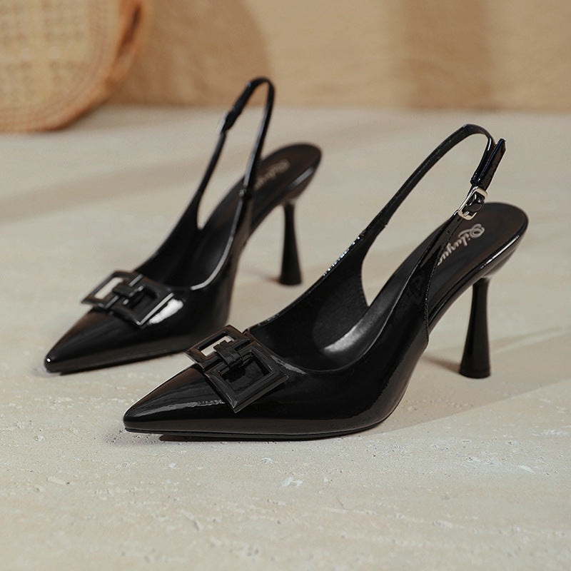 Damen Slingback-Pumps mit elegantem Verstellriemen und modischem Glanz