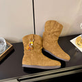Damen Bequeme Winterstiefel aus weichem Wildleder mit modischem Designschnallen R&B