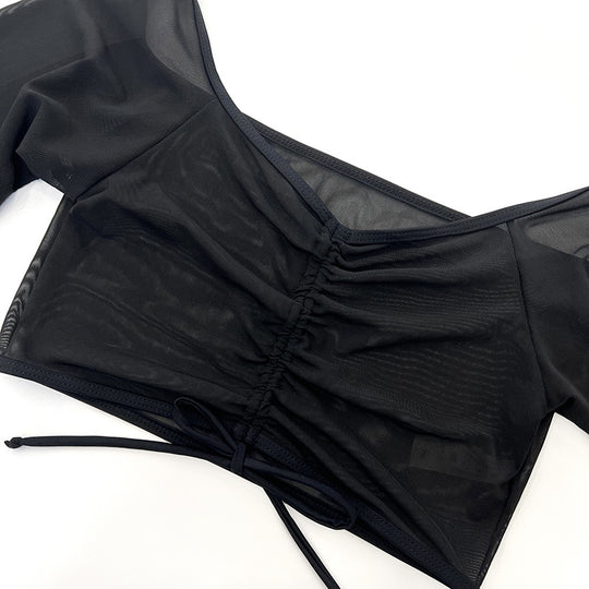 Damen Sportliches Badeoberteil mit langem Arm und hohem Bund R&B