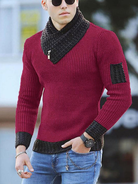 Herren strukturierter Pullover mit modernem Stehkragen R&B