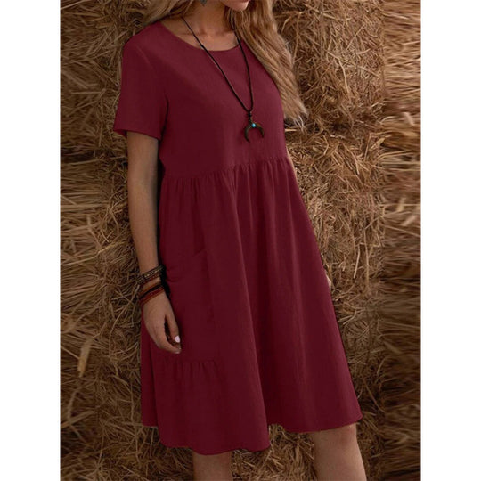 Damen Midikleid mit lockerer Passform und praktischen Taschen R&B