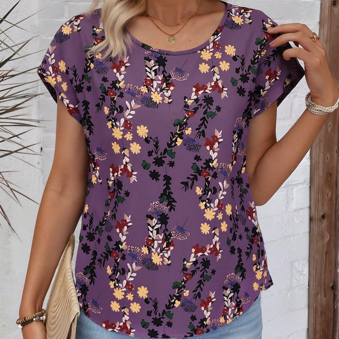 Damen Chiffonbluse mit floralen Mustern und weitem Schnitt R&B