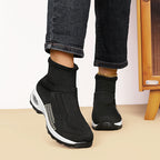 Damen High-Top Sport-Sneaker mit atmungsaktivem Strickoberteil und isolierendem Futter