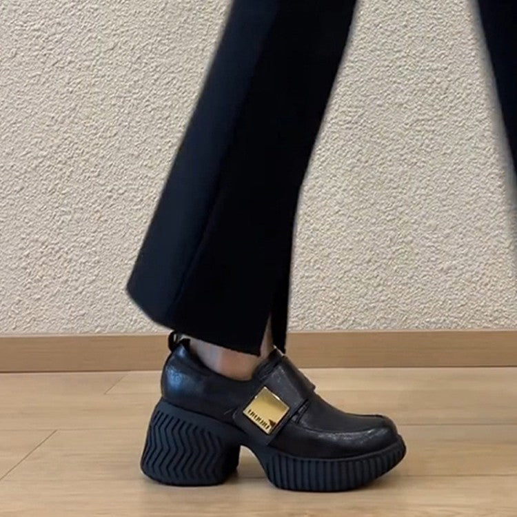 Damen modische Clogs mit stabiler Plattformsohle und edlem Schnallenakzent R&B