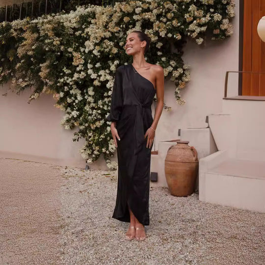Damen Wickelkleid mit asymmetrischem Design und elegantem Taillengürtel R&B
