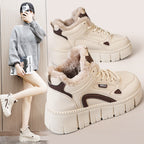 Damen warme High-Top Sneakers mit kuscheligem Innenfutter und rutschfester Sohle R&B