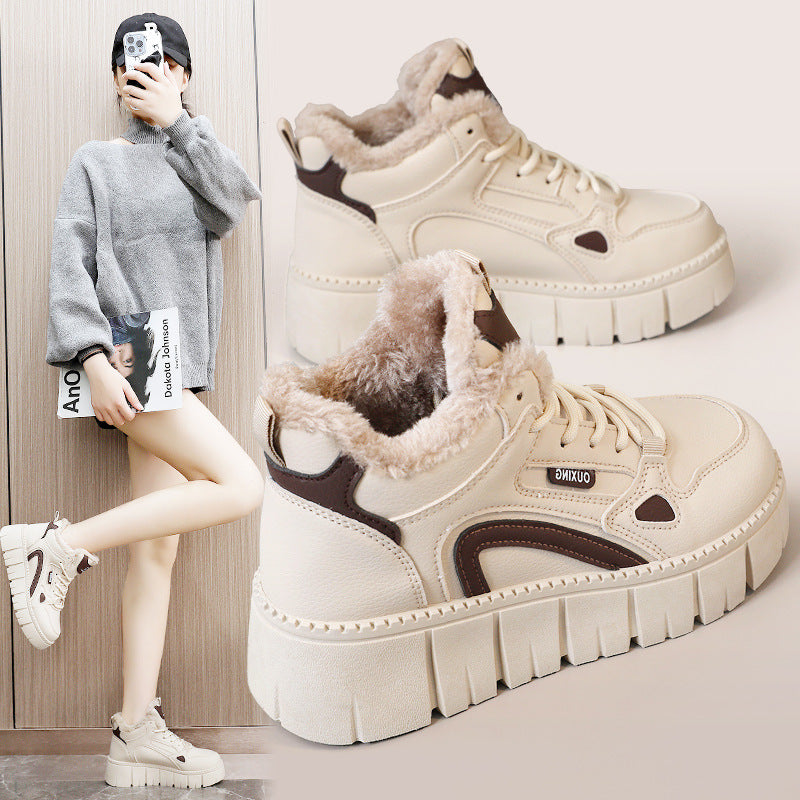 Damen warme High-Top Sneakers mit kuscheligem Innenfutter und rutschfester Sohle R&B