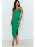 Damen Elegantes Midi-Kleid mit asymmetrischem Saum und Schlitz R&B