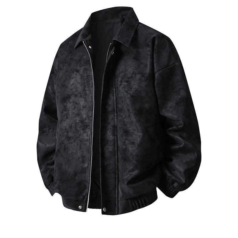 Herren Kunstleder-Bomberjacke mit lässigem Schnitt und praktischen Taschen R&B