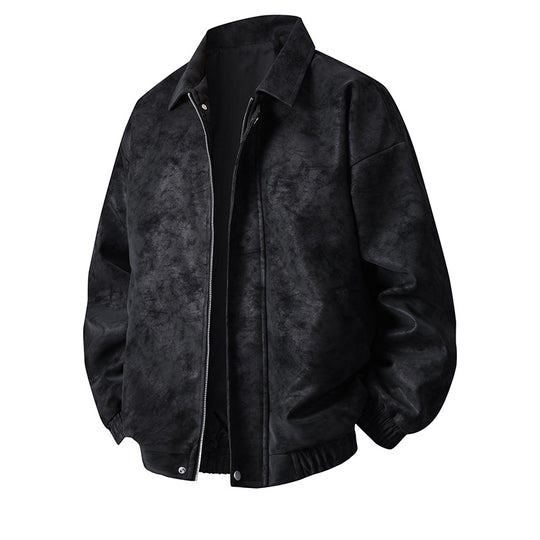 Herren Kunstleder-Bomberjacke mit lässigem Schnitt und praktischen Taschen R&B