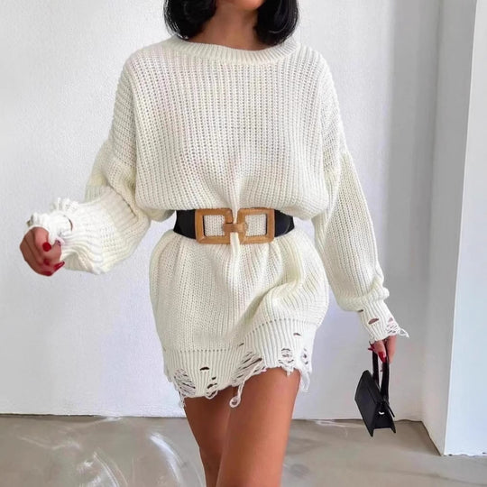 Damen Oversized Strickpullover mit einzigartigen Rippstrukturen und modischen Cut-Outs R&B