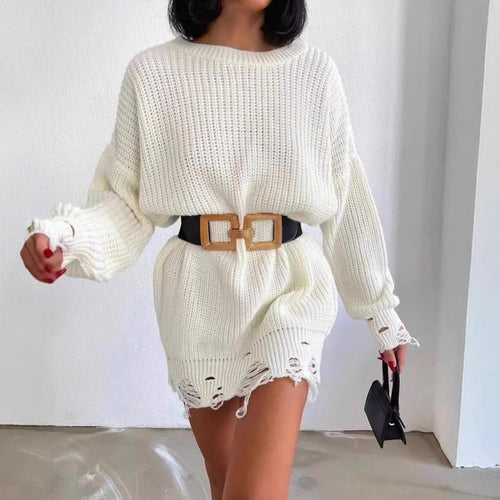 Damen Oversized Strickpullover mit einzigartigen Rippstrukturen und modischen Cut-Outs R&B