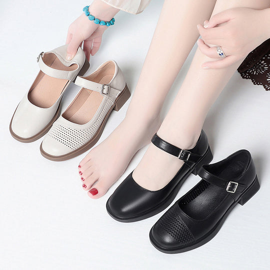 Damen Mary Jane Schuhe mit bequemer Sohle und modischem Riemen R&B