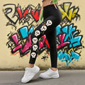Damen Leggings mit stylischem Totenkopf-Motiv und hohem Bund
