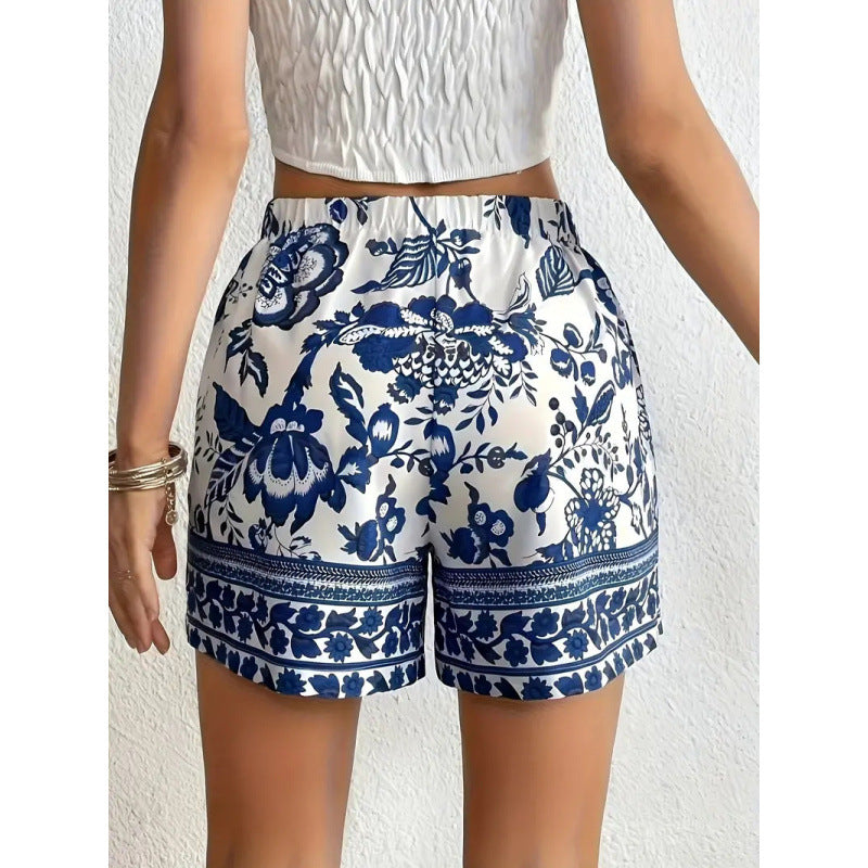 Damen Freizeitshorts mit floralem Muster und elastischem Bund R&B