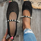 Damen elegante Ballerinas mit floralen Applikationen und rutschfester Sohle R&B