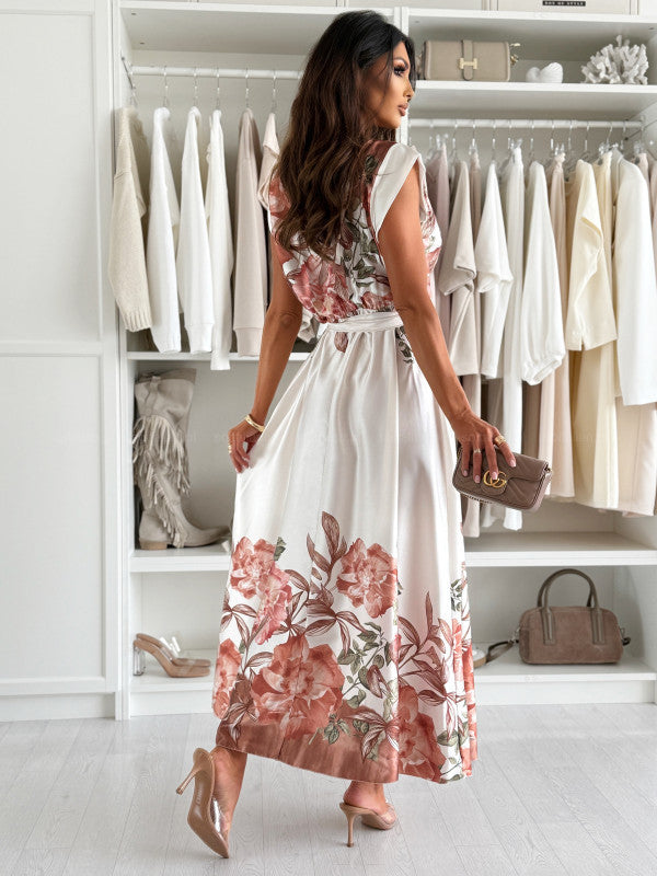 Damen Maxikleid mit floralem Wickeldesign und elegantem Schlitz R&B