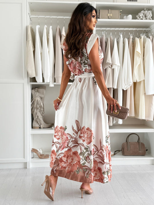 Damen Maxikleid mit floralem Wickeldesign und elegantem Schlitz R&B
