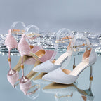 Damen elegante transparente High Heels mit glitzernden Akzenten R&B