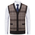 Herren elegante Strickjacke mit modernem Karomuster R&B