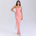 Damen Elegantes Couture-Maxikleid mit schulterfreiem Design und raffinierten Drapierungen R&B
