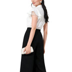 Damen Bluse mit Rüschenärmeln und feminine Schleife R&B