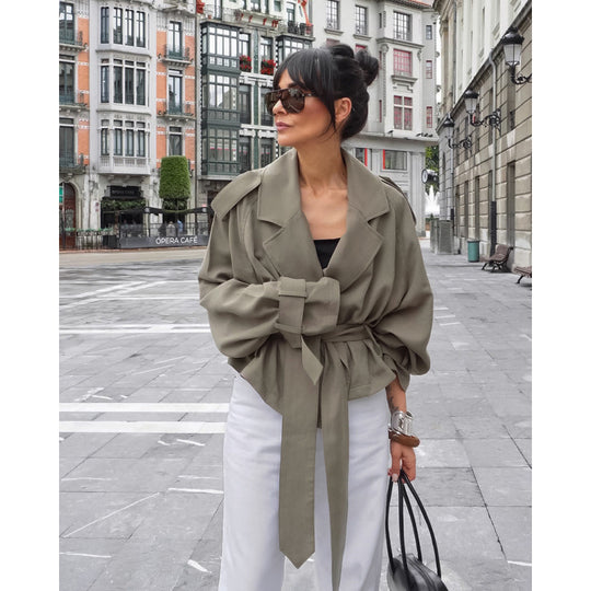 Damen Oversized Trenchcoat mit schickem Gürtel R&B