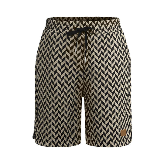 Damen nan Jacquard-Shorts mit elastischem Komfortbund, Tunnelzug und Fischgrätmuster R&B