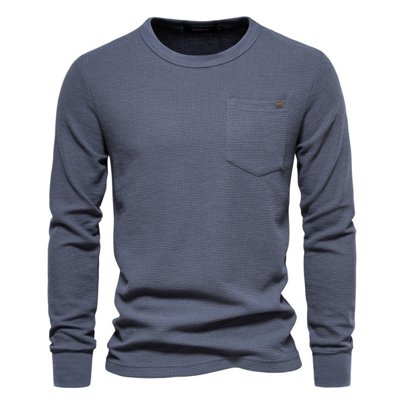 Herren Langarmshirt mit modularem Waffelstruktur und praktischer Brusttasche R&B