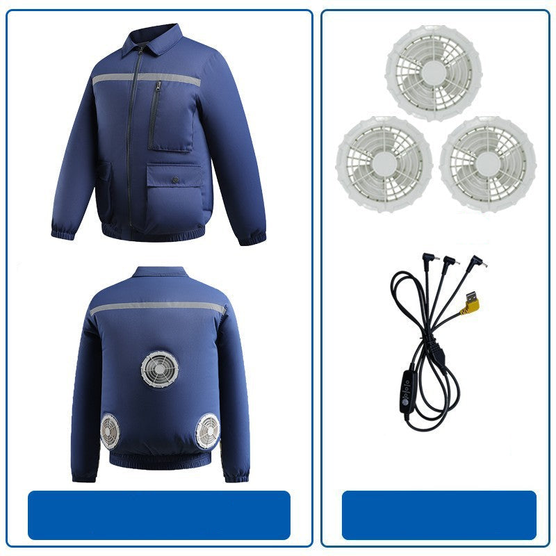 Herren nan belüftete Arbeitsjacke mit integrierten Lüftern, USB-Stromanschluss und reflektierenden Einsätzen R&B