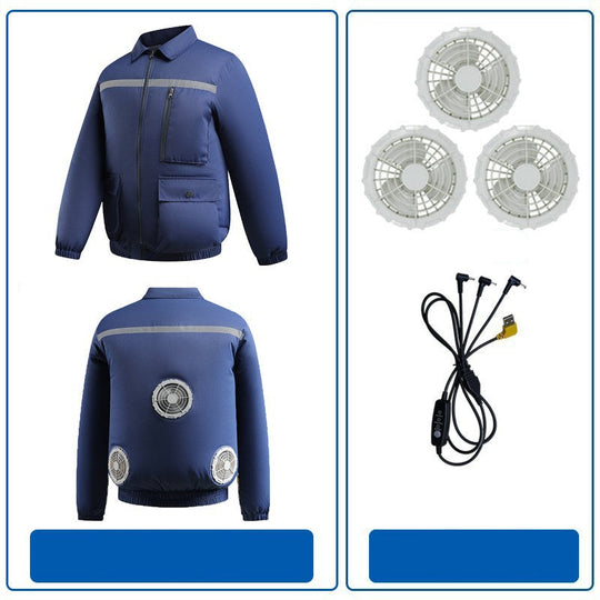 Herren nan belüftete Arbeitsjacke mit integrierten Lüftern, USB-Stromanschluss und reflektierenden Einsätzen R&B