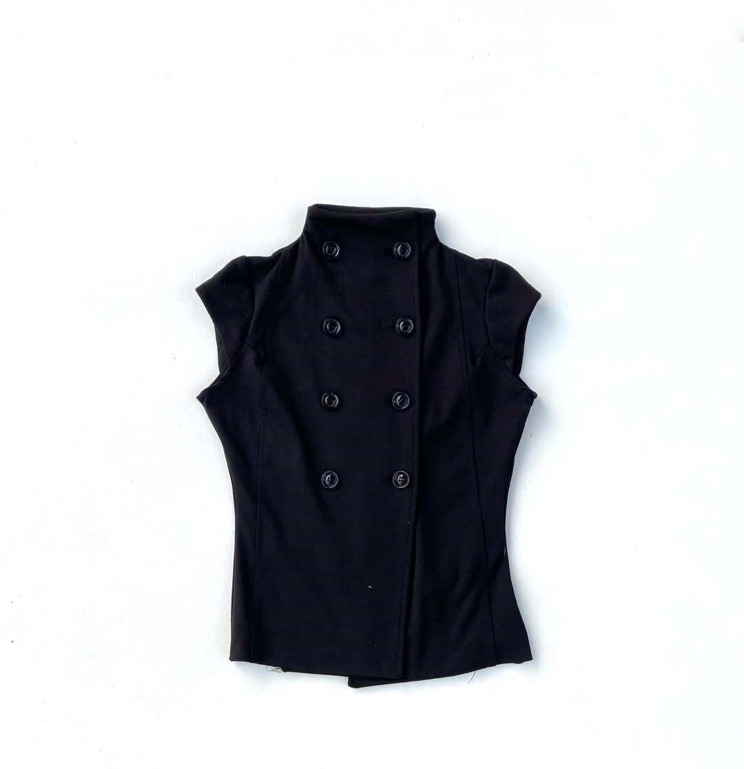 Damen elegantes bodenlanges Oberteil mit Stehkragen R&B