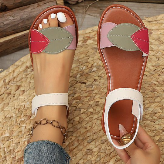 Damen Komfortable Sandalen mit stilvollem Blattdesign und verstellbarem Riemen R&B