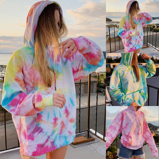 Damen lässiger Kapuzenpullover mit einzigartigem Batikdesign R&B