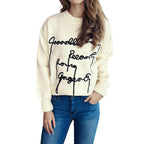 Damen lässiger Pullover mit kreativem Schriftzug R&B
