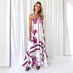 Damen Maxikleid mit fließendem Schnitt und modernem grafischem Muster R&B