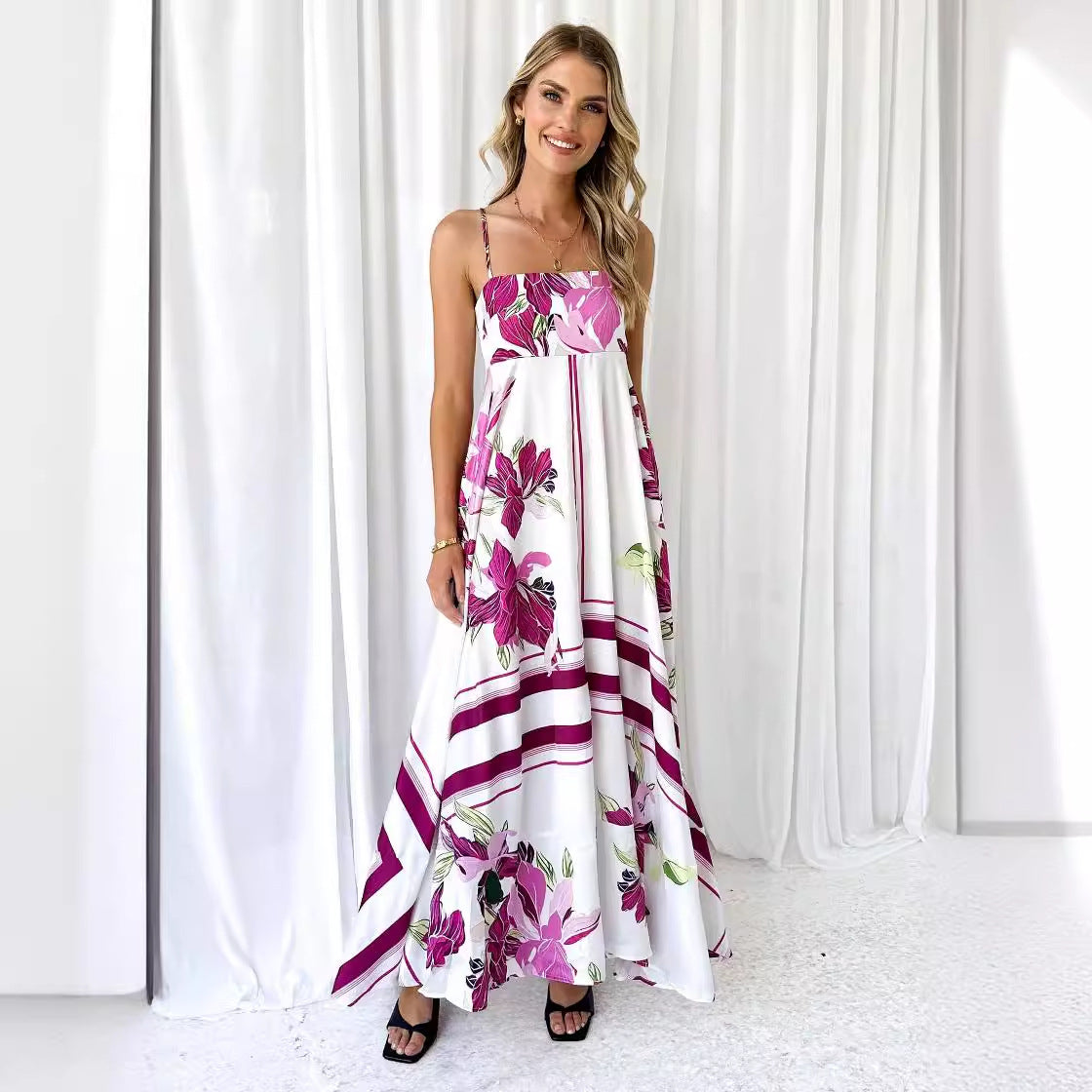 Damen Maxikleid mit fließendem Schnitt und modernem grafischem Muster R&B