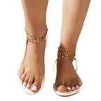 Damen Elegante Riemchen-Sandalen mit dekorativem Ketten-Detail R&B