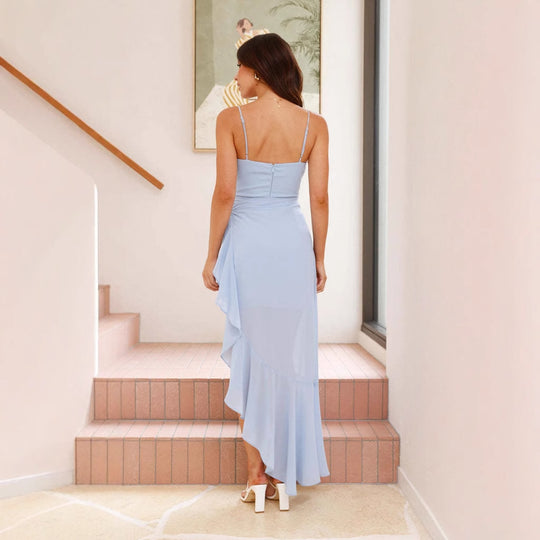 Damen Maxi-Kleid mit fließendem Schnitt und Rüschen R&B
