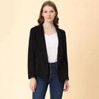 Damen modische Synthetiklederjacke mit offenem Schnitt und Taschen R&B