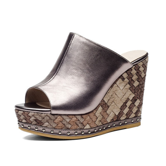 Damen Wedge-Pantoletten mit elegantem geflochtenem Design und komfortablem Fußbett R&B